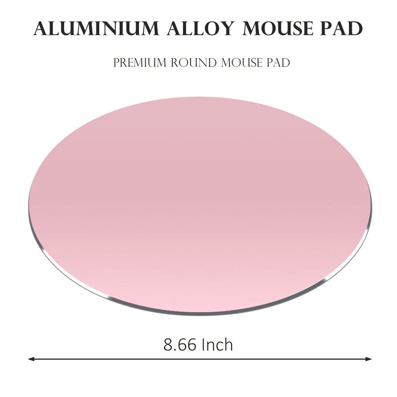 ProElife Metal Mouse Pad Mat 8.66-inch Mousepad with Non-Slip Base (Round, Rose Gold) - Image 4